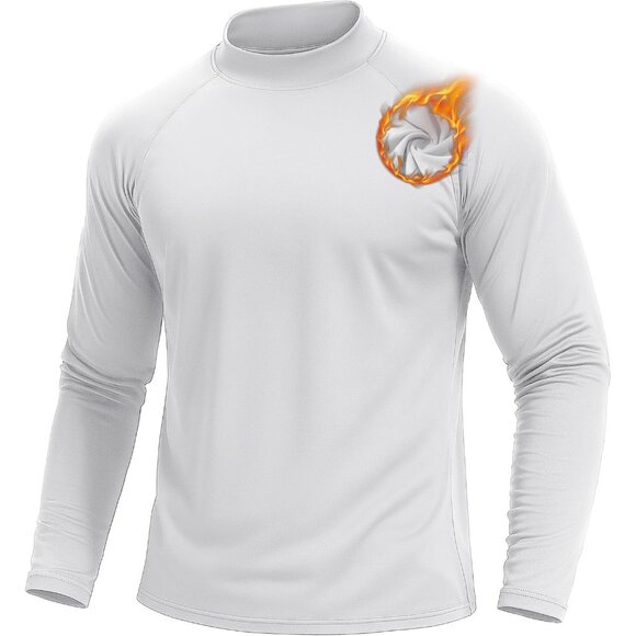 Other - Mens Thermal Fleece Shirt Mock Turtle Neck Base Layer Long Sleeve Athletic Warm